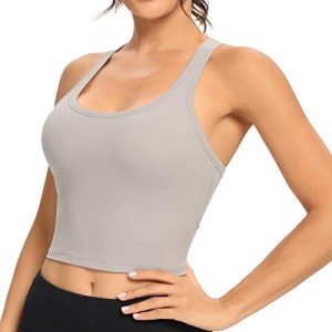 Lemedy Women’s Racerback Yoga Sports Bra - Light Grey