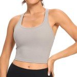 Lemedy Women’s Racerback Yoga Sports Bra - Light Grey