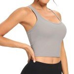 Lemedy Women’s Racerback Yoga Sports Bra - Light Grey