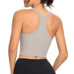 Lemedy Women’s Racerback Yoga Sports Bra - Light Grey