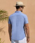 Men’s Short Sleeve Linen Button Down Shirt – Baby Blue