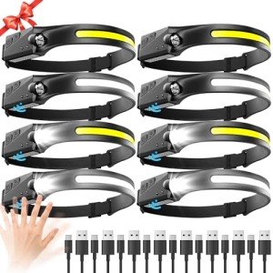 Rechargeable LED Headlamp 8 Pack for Outdoor Adventures