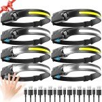 Rechargeable LED Headlamp 8 Pack for Outdoor Adventures
