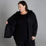 Plus Size Micro Fleece Soft Shell Jacket - Black