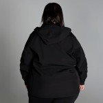 Plus Size Micro Fleece Soft Shell Jacket - Black