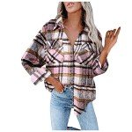 Cozy Plaid Waffle Shirt Jacket for Women