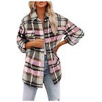 Cozy Plaid Waffle Shirt Jacket for Women