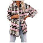 Cozy Plaid Waffle Shirt Jacket for Women