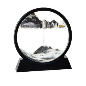 Round 3D Moving Sand Art Display – Black