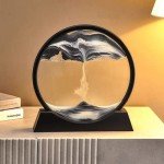 Round 3D Moving Sand Art Display – Black