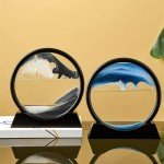 Round 3D Moving Sand Art Display – Black