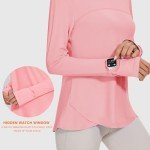 Blingfit Women's Long Sleeve Pink Workout Shirt