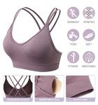 VEQKING Women's Medium Support Cross Back Sports Bra 3 Pack