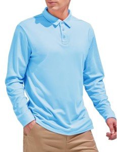Men's Long Sleeve Polo Shirt in Sky Blue