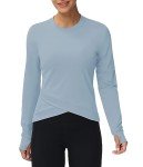 Women's Long Sleeve Compression Workout Top - Denim Blue