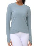 Women's Long Sleeve Compression Workout Top - Denim Blue