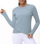 Women's Long Sleeve Compression Workout Top - Denim Blue