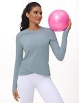 Women's Long Sleeve Compression Workout Top - Denim Blue