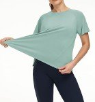 Women's Breathable Short Sleeve Workout Tee - Light Green