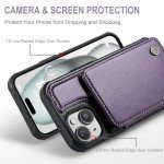 Vinich iPhone 15 Wallet Case with Kickstand - Purple