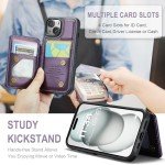 Vinich iPhone 15 Wallet Case with Kickstand - Purple