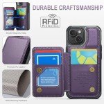 Vinich iPhone 15 Wallet Case with Kickstand - Purple