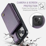 Vinich iPhone 15 Wallet Case with Kickstand - Purple
