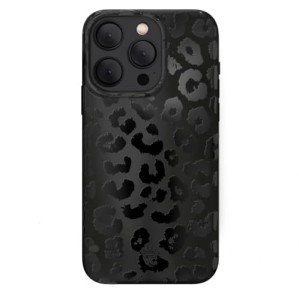 Black Leopard Print iPhone 15 Pro Case - Shockproof