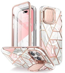 i-Blason iPhone 15 Pro Case with Stand, Marble