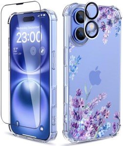 Flower Pattern iPhone 16 Case with Protectors