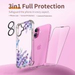 Flower Pattern iPhone 16 Case with Protectors