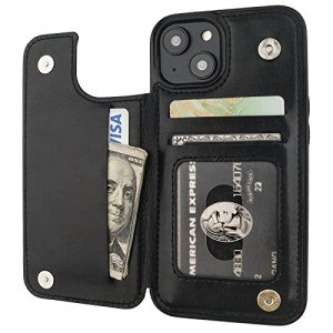 iPhone 14 Wallet Case with Card Holder – Black