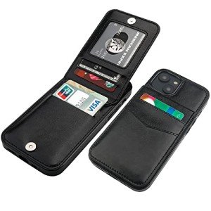 iPhone 14 Wallet Case with Card Holder, Black