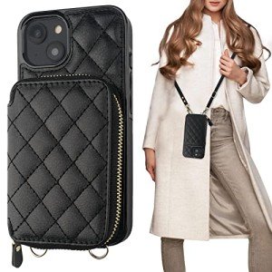 Bocasal iPhone 14 Crossbody Wallet Case - Black