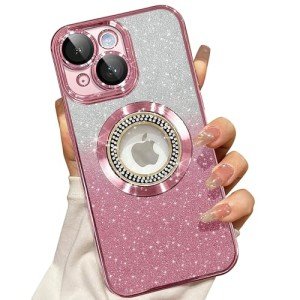 Pink Magnetic Glitter Case for iPhone 14