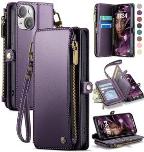 iPhone 14 Wallet Case with RFID Blocking - Purple