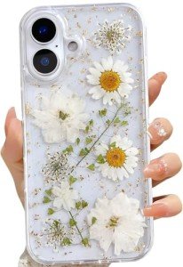 Floral Glitter Clear Case for iPhone 16