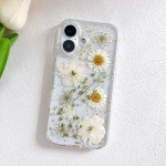 Floral Glitter Clear Case for iPhone 16