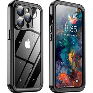 Temdan Waterproof iPhone 14 Pro Case - Black/Clear