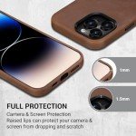 Belemay iPhone 14 Pro Leather Case - Retro Brown