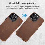 Belemay iPhone 14 Pro Leather Case - Retro Brown