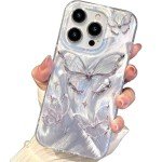Shiny Silver Butterfly iPhone 14 Pro Max Case