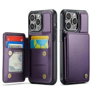 Vinich iPhone 14 Pro Max Wallet Case – Purple