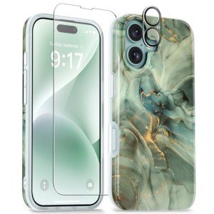 GVIEWIN Marble iPhone 16 Case with Protectors
