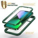 Rugged iPhone 13 Case with Screen Protector - Green