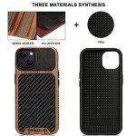 TENDLIN Wood Grain Carbon Fiber Case for iPhone 13