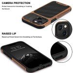 TENDLIN Wood Grain Carbon Fiber Case for iPhone 13