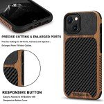 TENDLIN Wood Grain Carbon Fiber Case for iPhone 13