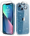 Clear Glitter iPhone 13 Case with Protectors