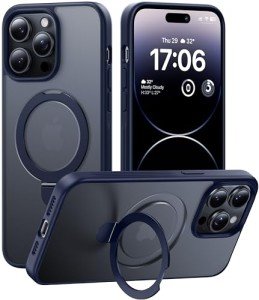 Magnetic iPhone 13 Pro Case with Kickstand - Navy Blue